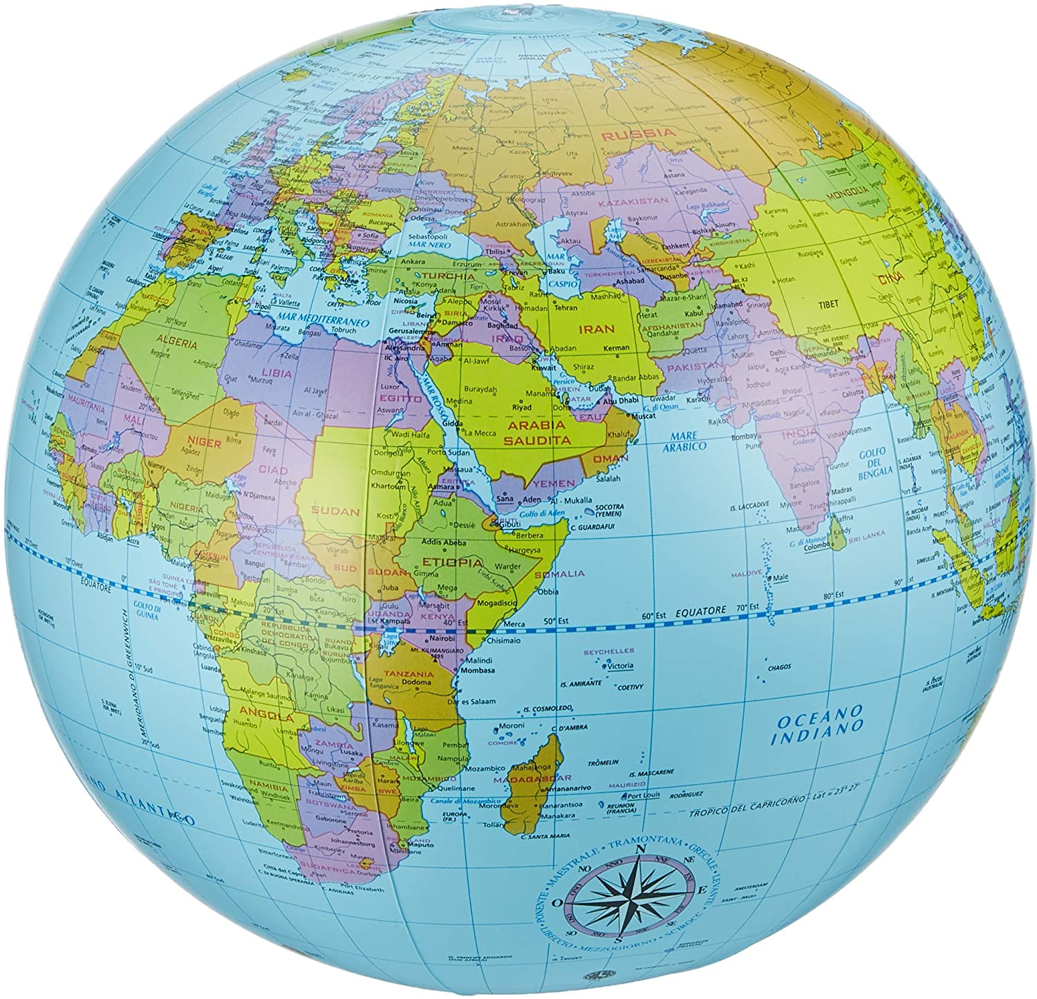 Pallamondo – Mappamondo Gonfiabile da 40 cm | Globo Geografico Educativo per Bambini